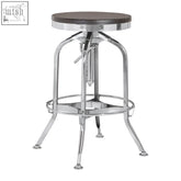 Gator chrome and ash wood adjustable bar stool with chrome finish and dark ash wood adjustable seat