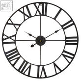 Genova black metal wall clock with roman numerals in a minimalist black metal design perfect for modern spaces