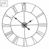 Genova small silver metal roman numeral wall clock with minimalist design and silver metal frame for wall decor