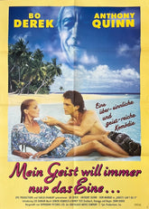 Vintage original german a1 cinema poster for ghosts cant do it featuring bo derek and anthony quinn on a tropical beach