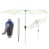 Cream-colored glamhaus garden parasol with aluminum frame, crank handle, uv 40+ protection, and parasol protection cover