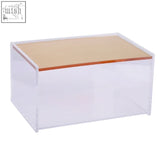 Gozo small storage box clear acrylic with light brown wooden lid small storage box for organizing items