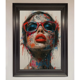 Graffiti Lady Glasses Framed Wall Art - A1 (59.4 x 84.1 cm) / Matt Black - Framed Print