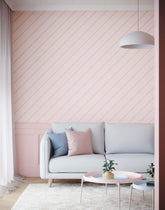 A soft pink granita wallpaper with diagonal stripes and a subtle modern texture perfect for stylish walls