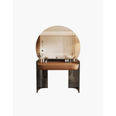 Grant Dressing Table With Big LED Mirror Walnut & Black