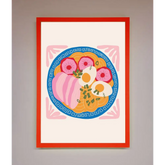 Greek Breakfast Framed Poster - B0 (100 x 141 cm) / Neon Red - Framed Print