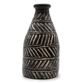 Black ceramic vase with white geometric patterns from lombok ceramic vases perfect for dry flowers display