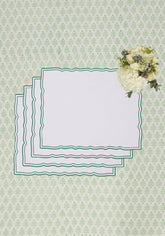 Green Wavy Trim Rectangular Placemats - Set of 4
