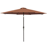 Brown greenbay 2.7m round parasol with black metal pole and crank tilt sun shade canopy umbrella for patio use