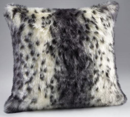 Grey Lynx Faux Fur Cushion
