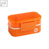 Bright orange grub tub orange 2 tier lunch box with white trim and snap-on lid for easy meal storage