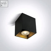 Black and gold gu10 ceiling light with cube shape and aluminium body featuring a modern minimalist design 10w mr16