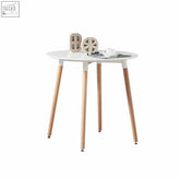 White oval halo table round with wooden legs offers superior comfort and perfect size makes it great for any room