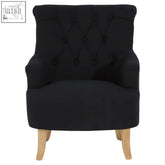Black cotton armchair hampstead with tufted back and wooden legs for stylish and comfy seating