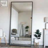 Hanaka black oak leaner mirror with sleek black frame full length rectangle 200cm x 100cm