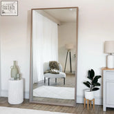 Hanaka walnut leaner mirror full length rectangular floor mirror with sleek light walnut wood frame 200cm x 100cm