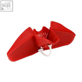 Hanson red grease red plastic pouring spout with white handle and silicone grip for easy grease pouring