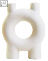 Hapax small cream candle holder white ceramic with circular hole two tapered candles and four short legs