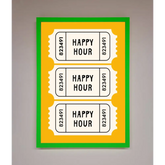 Happy Hour Mustard Framed Wall Art - B0 (100 x 141 cm) / Neon Dark Green - Framed Print