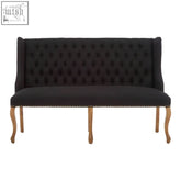 Harrison black 2 seat bench sofa with black tufted upholstery and wooden legs stylish seat bench sofa