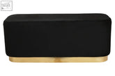 Hartford black velvet bench with a sleek matte gold base perfect for stylish seating and decor accents