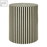 Black and cream vertical striped resin table from hassa ivory perfect as a stylish side table or stool