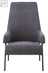 Modern henia ash velvet chair with ash grey velvet upholstery and sleek black metal legs for stylish seating