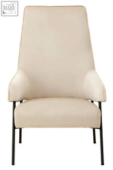 Cream velvet henia cream velvet chair with cream upholstery and sleek black metal legs for stylish seating
