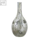 Herbie large metallic effect bottle vase in silver mercury glass with slender neck and iridescent textured finish