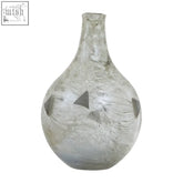 Herbie medium metallic effect bottle vase with translucent textured glass and metallic triangular accents