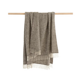 Herringbone Natural Undyed Pure Wool Throw - Pale Grey - Throws & Blankets