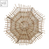 Hestina small woven rattan wall light with natural beige finish and umbrella-shaped radial design perfect as rattan wall light