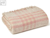 Hex xl pure new wool throw in dusky pink with soft textured weave and fringed edges for your blanket size guide needs