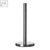 Hirano stainless steel kitchen roll holder with sleek cylindrical design and circular base for kitchen roll storage