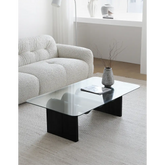 Hiroshi Square Glass Coffee Table Glass Top