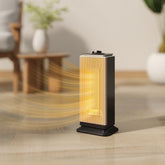 Black and gold mesh-paneled homcom 2000w ceramic electric heater with fan and oscillation in sleek modern design