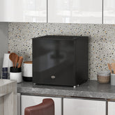 Black homcom 35l mini freezer with glossy finish silver handle perfect for small spaces and ice cube tray storage