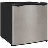 Stainless steel homcom 35l mini freezer with black accents and ice cube tray perfect for small spaces in silver tone