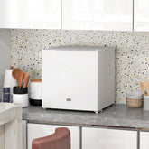 White homcom 35l mini freezer with glossy cube shape and control knob perfect for small spaces and ice cube tray use