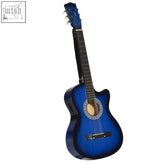Blue homcom 38 inch full size classical acoustic electric guitar with glossy finish and ornate rosette for kids music including country