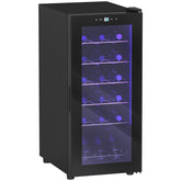 Black homcom 50l wine fridge with glass door and interior led lighting holds 18 bottles at c2 b0 temperature control