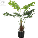Homcom artificial plant with lush green peva palm leaves in a sturdy black pot perfect for home office decor