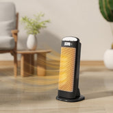 Black and white homcom ceramic electric heater with glowing orange ptc ceramic mesh and overheat protection