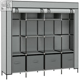 Dark grey homcom fabric wardrobe with black metal frame ten compartments fabric drawers and non-woven fabric sides