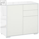 White high gloss particle board sideboard with one cabinet door size and three drawers for living room or bedroom use