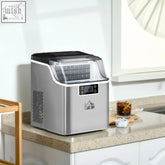 Silver and black homcom ice maker machine with digital display stainless steel portable countertop ice maker for home use