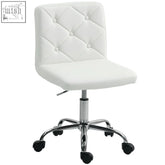 White tufted office chair with chrome base and black casters for homcom modern vanity computer desk