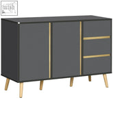 Modern homcom sideboard in dark grey with two cupboards, adjustable shelves, and gold-tone handles for living room use