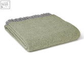 Honeycomb xl pure new wool throw in fern grey features a soft sage green herringbone blanket with gray fringe and blanket size guide