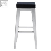 Black upholstered horizon silver bar stool with chrome legs and sleek modern design for stylish seating
